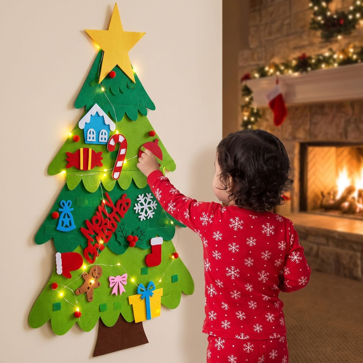 Árbol de Navidad de Fieltro con Luces – Para Decorar con los Peques