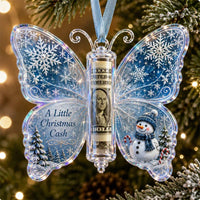 Mariposa navideña portabilletes – diseño Muñeco de nieve