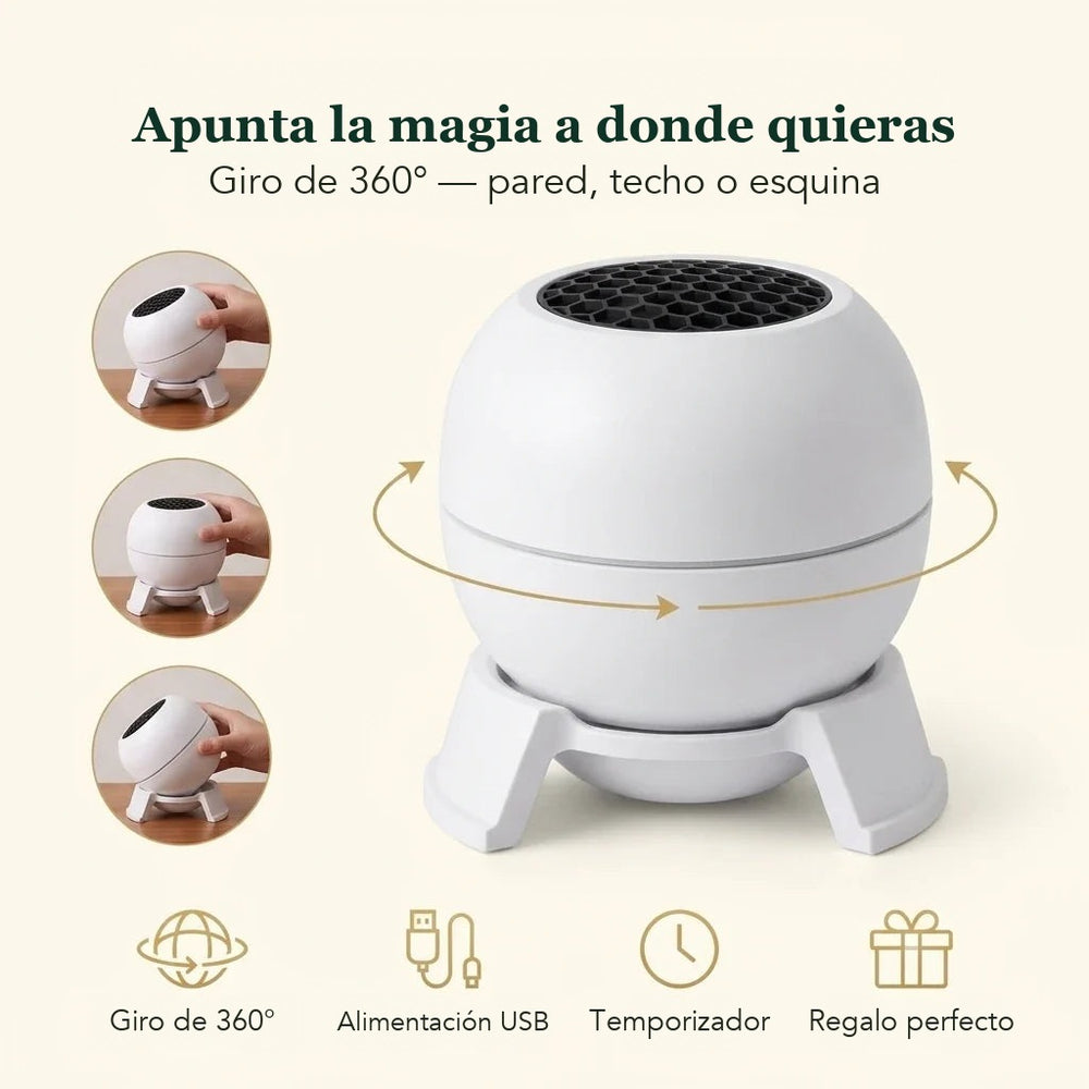Base giratoria 360° del proyector Taller del Duende: apúntalo a la pared, al techo o a una esquina