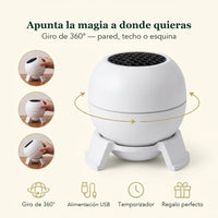 Base giratoria 360° del proyector Taller del Duende: apúntalo a la pared, al techo o a una esquina
