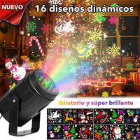 16 diseños dinámicos de Navidad proyectados por el proyector LED giratorio y súper brillante