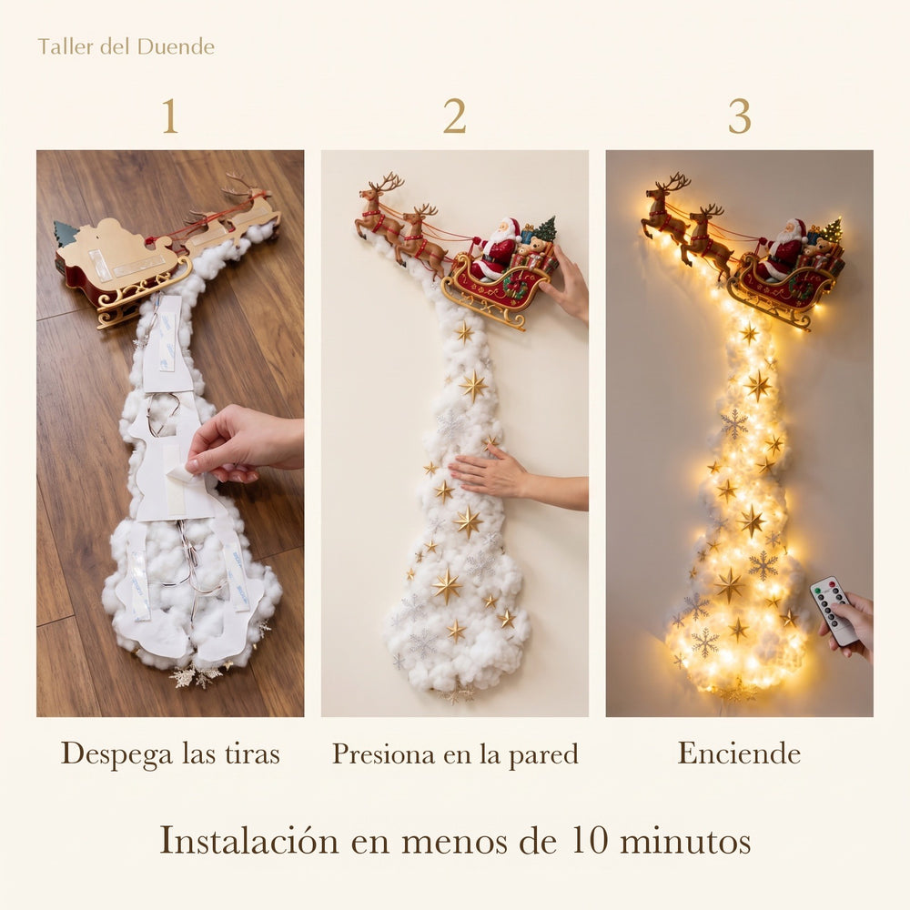 Instalación de la luz de pared trineo en 3 pasos: despega, presiona y enciende